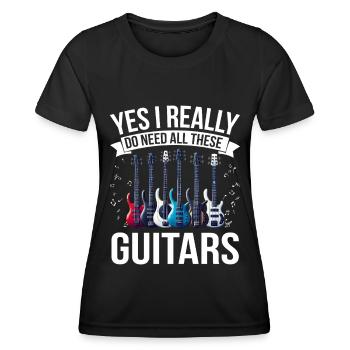 Bassgitarrist Gitarrist E -Gitarre - Frauen Funktions-T-Shirt - Schwarz - Vorne - AI Model Female 172 light (172cm)