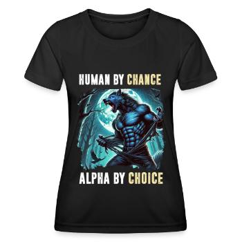 Humain Par hasard Alpha Par choix Loup-garou - T-shirt sport Femme - noir - Devant - AI Model Female 172 light (172cm)