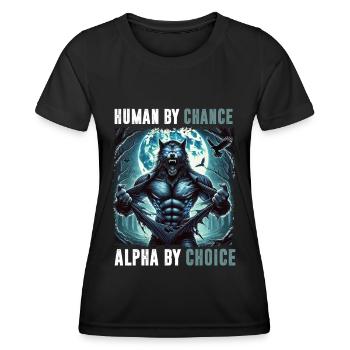 Humain Par hasard Alpha Par choix Loup-garou - T-shirt sport Femme - noir - Devant - AI Model Female 172 light (172cm)