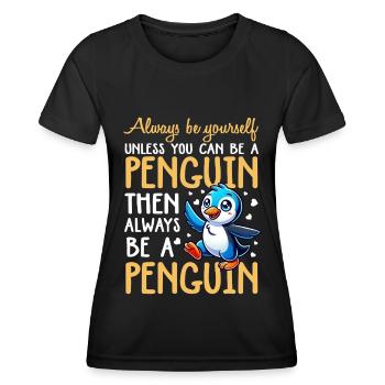 Pingouins Oiseau Amoureux des Pingouins Passionné - T-shirt sport Femme - noir - Devant - AI Model Female 172 light (172cm)