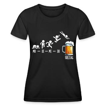 Freitag Wochenende Bierliebhaber Sarkastischer - Frauen Funktions-T-Shirt - Schwarz - Vorne - AI Model Female 172 light (172cm)