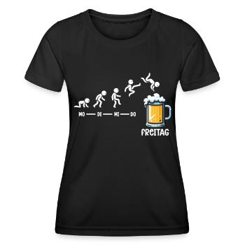 Freitag Wochenende Bierliebhaber Sarkastischer - Frauen Funktions-T-Shirt - Schwarz - Vorne - AI Model Female 172 light (172cm)