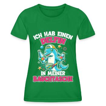Delfin in meiner Bauchtasche Lustige Mallorca - Frauen Funktions-T-Shirt - Kelly Green - Vorne - AI Model Female 172 dark (172cm)