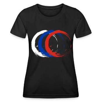 Circle brush flag russia flag colors vector - Women's Functional T-Shirt - black - Front - AI Model Female 172 light (172cm)
