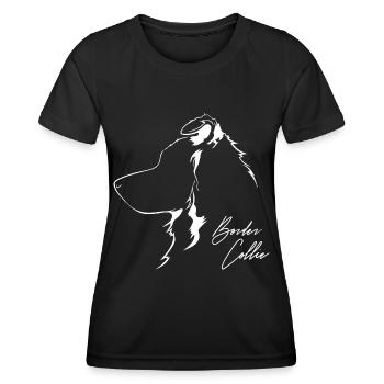 BORDER COLLIE Profil Hunde Hund Wilsigns - Frauen Funktions-T-Shirt - Schwarz - Vorne - AI Model Female 172 light (172cm)