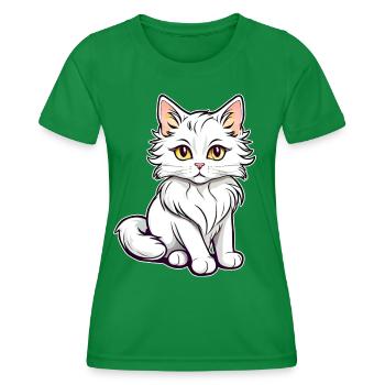 Niedliche weiße Maine Coon Katze - Frauen Funktions-T-Shirt - Kelly Green - Vorne - AI Model Female 172 dark (172cm)