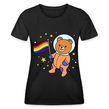 Gay Bear In Space Gay Pride Geschenk - Frauen Funktions-T-Shirt - Schwarz - Vorne - AI Model Female 172 light (172cm)
