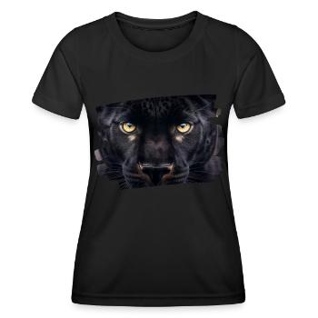 Schwarzes Panthergesicht / Katzenkopf - Frauen Funktions-T-Shirt - Schwarz - Vorne - AI Model Female 172 light (172cm)