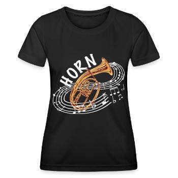 Horn Blasmusik tenor spielen - Frauen Funktions-T-Shirt - Schwarz - Vorne - AI Model Female 172 light (172cm)