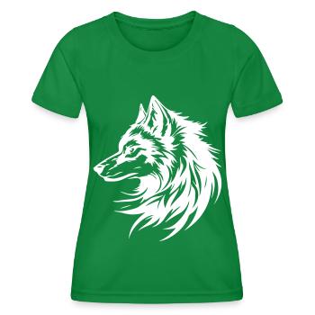 Wolf Kopf Tier Symbol - Frauen Funktions-T-Shirt - Kelly Green - Vorne - AI Model Female 172 dark (172cm)
