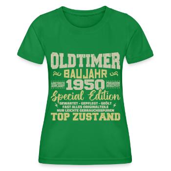 Vintage 1950s Born Retro Birthday Vintage - Women's Functional T-Shirt - kelly green - Front - AI Model Female 172 dark (172cm)