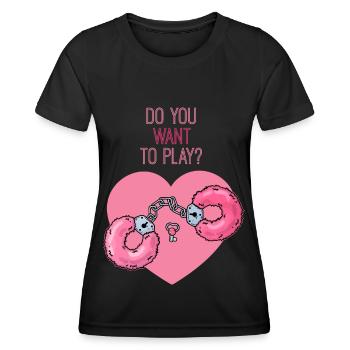 Bondage Plüsch Handschellen Fetisch Sexspielzeug - Frauen Funktions-T-Shirt - Schwarz - Vorne - AI Model Female 172 light (172cm)