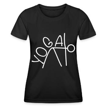 Exercice de yoga pour une séance d’entraînement - T-shirt sport Femme - noir - Devant - AI Model Female 172 light (172cm)