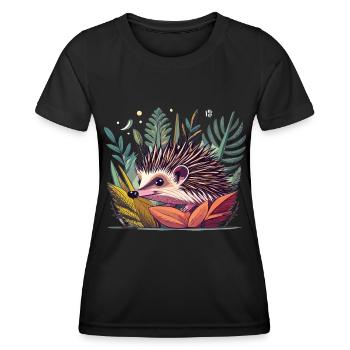 Hérisson mignon dans son habitat naturel - T-shirt sport Femme - noir - Devant - AI Model Female 172 light (172cm)