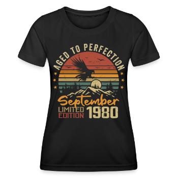 September 1980 Geburtstage geboren im September 1980 - Frauen Funktions-T-Shirt - Schwarz - Vorne - AI Model Female 172 light (172cm)