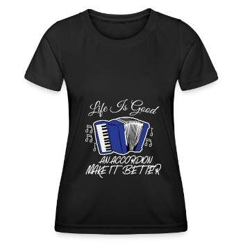 Accordéon Accordéon Accordéon Accordéon Accordéon Musique De musique - T-shirt sport Femme - noir - Devant - AI Model Female 172 light (172cm)