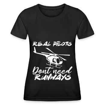 Helikopter Pilot Hubschrauber fliegen Propeller - Frauen Funktions-T-Shirt - Schwarz - Vorne - AI Model Female 172 light (172cm)