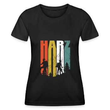 Harz wandern Berg spazieren Bergsteigen Wald - Frauen Funktions-T-Shirt - Schwarz - Vorne - AI Model Female 172 light (172cm)