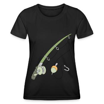 Angel Angler angeln Rute Angelrute - Frauen Funktions-T-Shirt - Schwarz - Vorne - AI Model Female 172 light (172cm)
