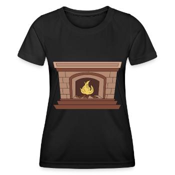 Kamin Feuer Knistern Wärme Ofen Heizen - Frauen Funktions-T-Shirt - Schwarz - Vorne - AI Model Female 172 light (172cm)