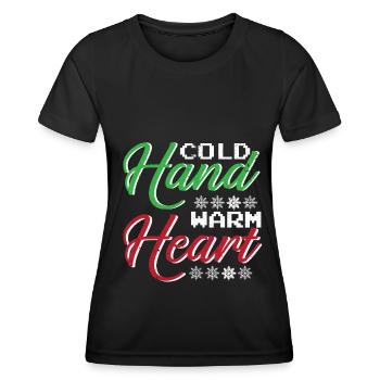 Hiver Mains Froides Cœur Chaud Neige Froid - T-shirt sport Femme - noir - Devant - AI Model Female 172 light (172cm)