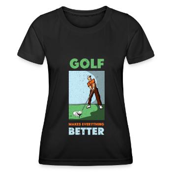 Golf Golfer Golf Club Golf Ball Golf Course - Women's Functional T-Shirt - black - Front - AI Model Female 172 light (172cm)