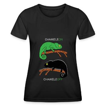 Chamäleon Echsen Echse Reptilien Terraurium - Frauen Funktions-T-Shirt - Schwarz - Vorne - AI Model Female 172 light (172cm)