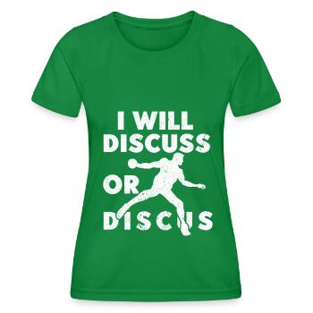 Diskuswerfen Diskuswurf Leichtathletik Diskus - Frauen Funktions-T-Shirt - Kelly Green - Vorne - AI Model Female 172 dark (172cm)