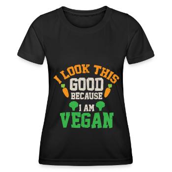 Vegan Veganer Fleischverzicht vegane Ernährung - Frauen Funktions-T-Shirt - Schwarz - Vorne - AI Model Female 172 light (172cm)
