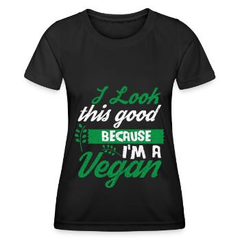 Vegan Veganer Fleischverzicht vegane Ernährung - Frauen Funktions-T-Shirt - Schwarz - Vorne - AI Model Female 172 light (172cm)
