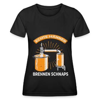 Schnaps brennen Schnapsbrenner Selbstgebrannter - Frauen Funktions-T-Shirt - Schwarz - Vorne - AI Model Female 172 light (172cm)