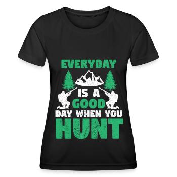 Chasse Chasse Chasseur Fusil Tir Chasse Chasse - T-shirt sport Femme - noir - Devant - AI Model Female 172 light (172cm)