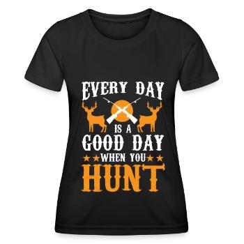 Chasse Chasse Chasseur Fusil Tir Chasse Chasse - T-shirt sport Femme - noir - Devant - AI Model Female 172 light (172cm)