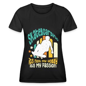 Skateboard Skateboard Skateboarder Patinage - T-shirt sport Femme - noir - Devant - AI Model Female 172 light (172cm)