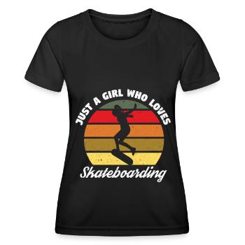 Skateboard Skateboard Skateboarder Patinage - T-shirt sport Femme - noir - Devant - AI Model Female 172 light (172cm)