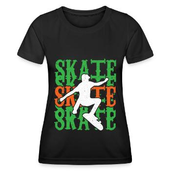 Skateboard Skateboard Skateboarder Patinage - T-shirt sport Femme - noir - Devant - AI Model Female 172 light (172cm)