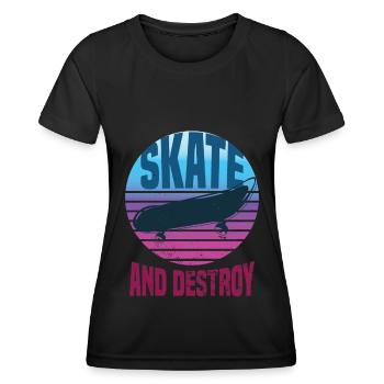 Skateboard Skateboard Skateboarder Patinage - T-shirt sport Femme - noir - Devant - AI Model Female 172 light (172cm)