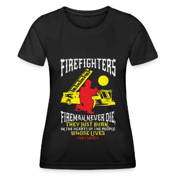 Pompiers Feuwerwehrmann Éteindre l’incendie - T-shirt sport Femme - noir - Devant - AI Model Female 172 light (172cm)