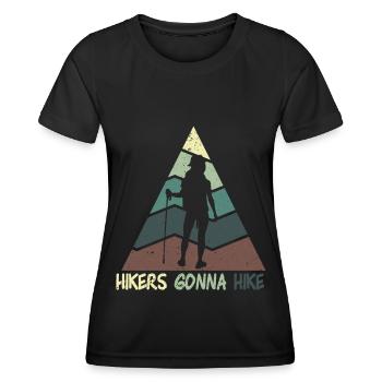 Wandern Wanderung Berg Spazieren Wanderschuhe - Frauen Funktions-T-Shirt - Schwarz - Vorne - AI Model Female 172 light (172cm)
