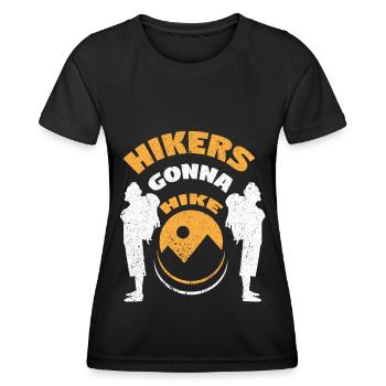 Wandern Wanderung Berg Spazieren Wanderschuhe - Frauen Funktions-T-Shirt - Schwarz - Vorne - AI Model Female 172 light (172cm)