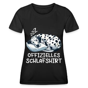 Offizielles Schlafshirt Dalmatiner Hund Hunde - Frauen Funktions-T-Shirt - Schwarz - Vorne - AI Model Female 172 light (172cm)