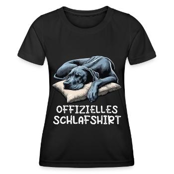 Offizielles Schlafshirt Deutsche Dogge Doggen - Frauen Funktions-T-Shirt - Schwarz - Vorne - AI Model Female 172 light (172cm)