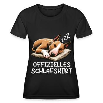 Offizielles Schlafshirt Bullterrier Hunde Hund - Frauen Funktions-T-Shirt - Schwarz - Vorne - AI Model Female 172 light (172cm)