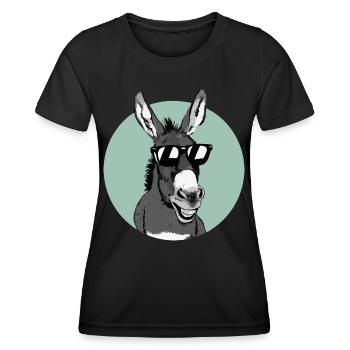Esel Eselchen Maultier Muli - Frauen Funktions-T-Shirt - Schwarz - Vorne - AI Model Female 172 light (172cm)