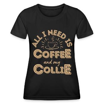 Collie Coffee Dog Cafe - T-shirt sport Femme - noir - Devant - AI Model Female 172 light (172cm)