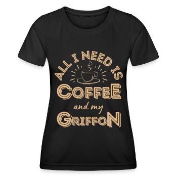 Griffon Coffee Dog Cafe - T-shirt sport Femme - noir - Devant - AI Model Female 172 light (172cm)