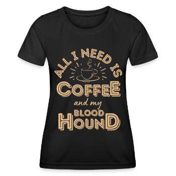 Bloodhound Coffee Dog Cafe - T-shirt sport Femme - noir - Devant - AI Model Female 172 light (172cm)