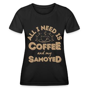 Samoyed Coffee Dog Cafe - Women's Functional T-Shirt - black - Front - AI Model Female 172 light (172cm)