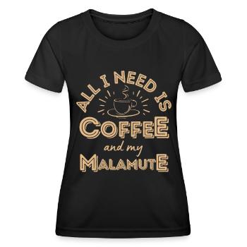 Malamute Kaffee Hund Cafe - Frauen Funktions-T-Shirt - Schwarz - Vorne - AI Model Female 172 light (172cm)