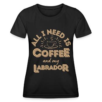 Labrador Coffee Dog Cafe - T-shirt sport Femme - noir - Devant - AI Model Female 172 light (172cm)